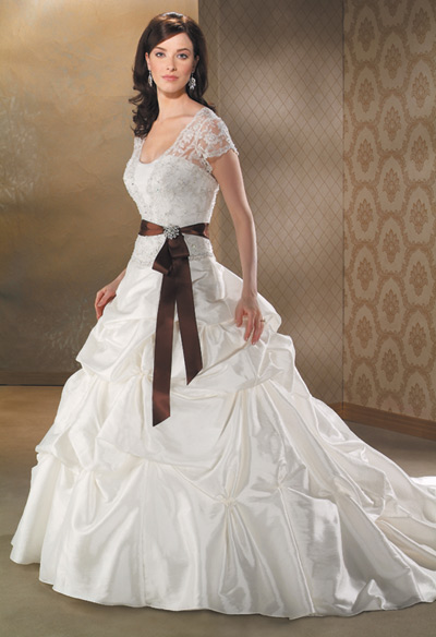 Orifashion HandmadeModest Wedding Dress with Short Sleeves BO019 - Click Image to Close