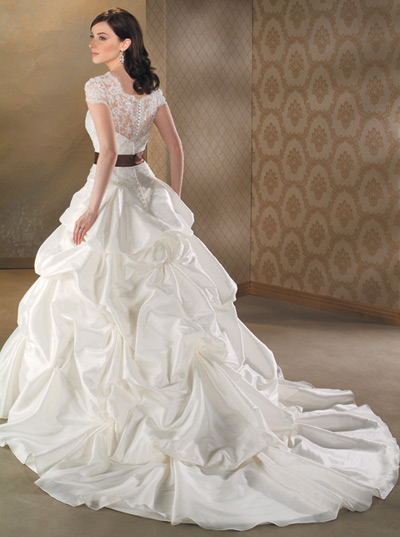 Orifashion HandmadeModest Wedding Dress with Short Sleeves BO019 - Click Image to Close