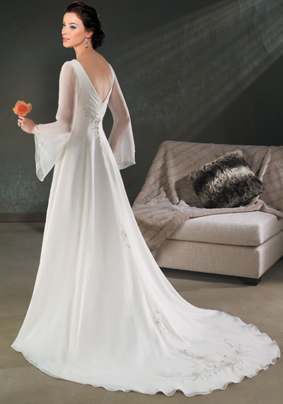Orifashion HandmadeModest Silk Chiffon Wedding Dress BO040 - Click Image to Close