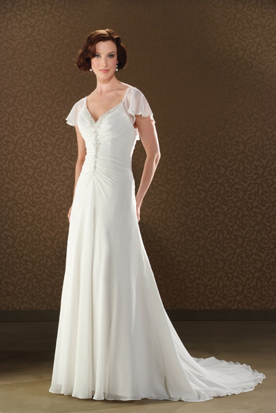 Orifashion HandmadeModest Silk Chiffon Wedding Dress BO074 - Click Image to Close