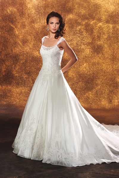 Orifashion HandmadeModest Embroidered Bridal Gown with Cap Sleev