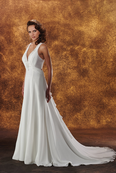 Orifashion HandmadeModest Silk Chiffon Wedding Dress BO107 - Click Image to Close