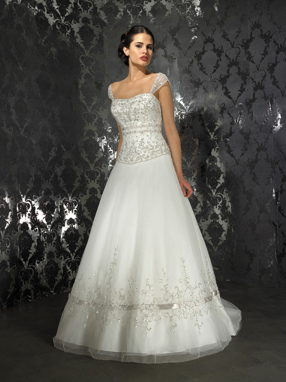 Orifashion HandmadeModest Embroidered and Beaded Wedding Dress A