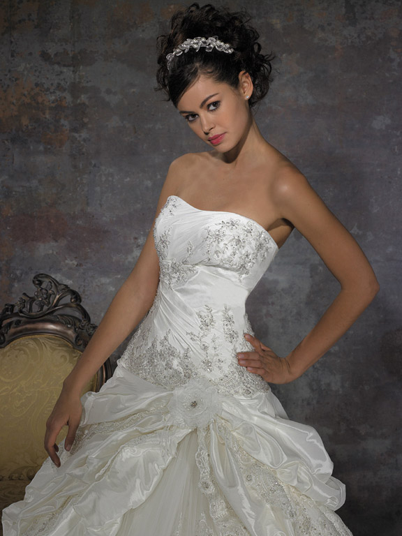 Orifashion HandmadeRomantic Silk Taffeta Wedding Dress AL141 - Click Image to Close