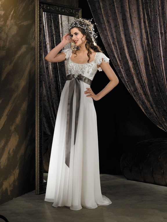 Orifashion HandmadeModest Silk Chiffon Wedding Dress BO191 - Click Image to Close