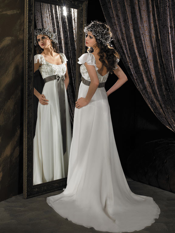 Orifashion HandmadeModest Silk Chiffon Wedding Dress BO191