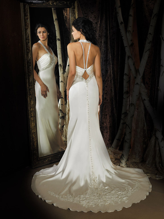 Orifashion HandmadeHandmade Wedding Dress with Halter strap AL19 - Click Image to Close