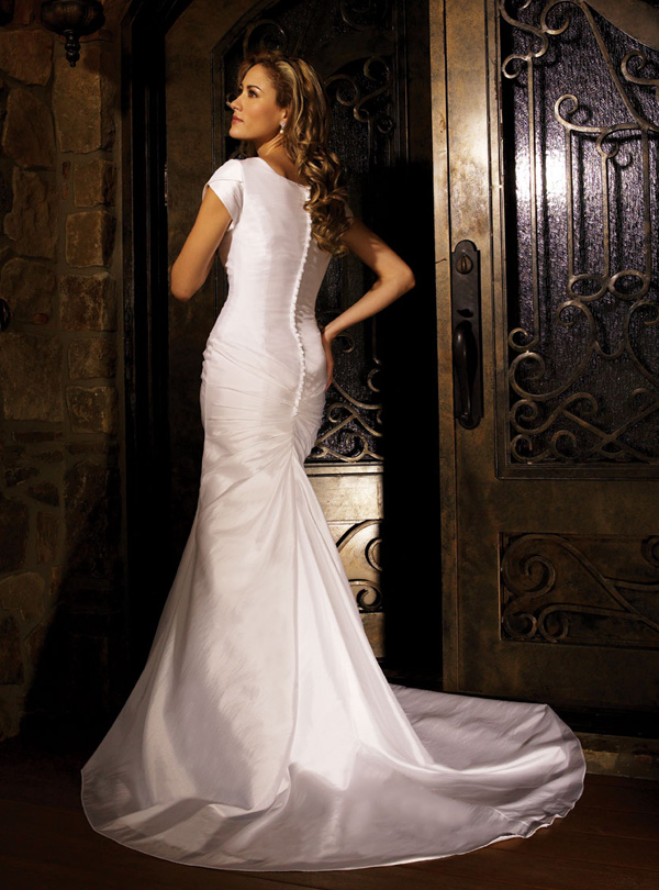 Orifashion HandmadeModest Wedding Dress with Short Sleeves BO202 - Click Image to Close