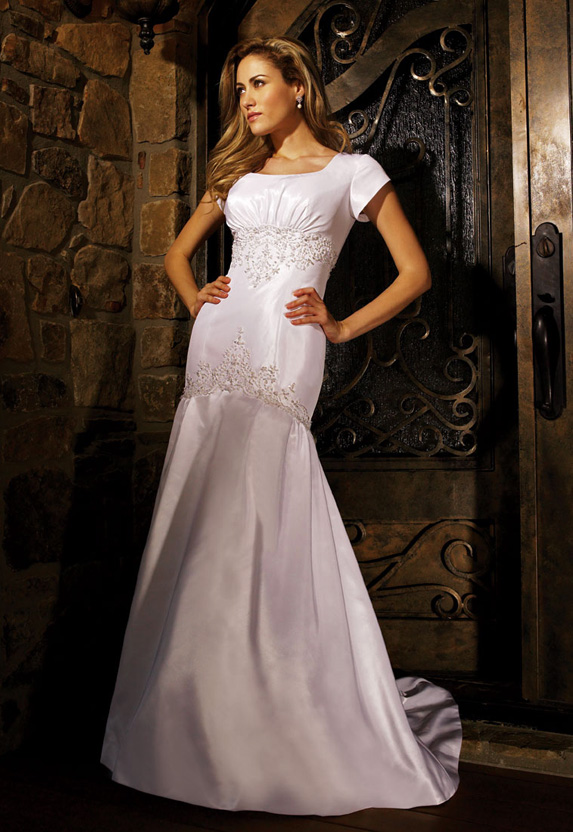 Orifashion HandmadeModest Wedding Dress with Short Sleeves BO203 - Click Image to Close