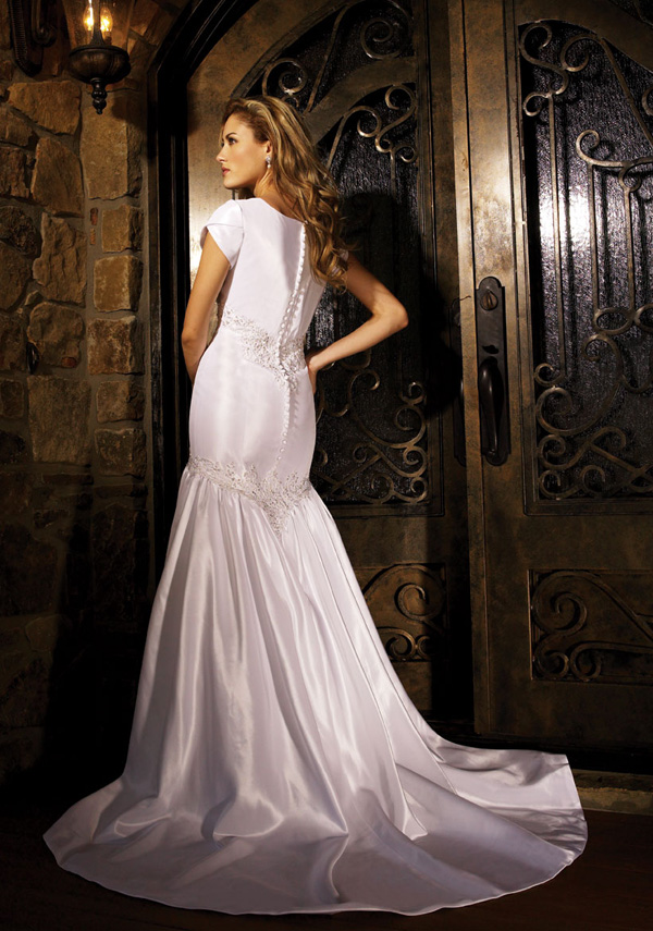 Orifashion HandmadeModest Wedding Dress with Short Sleeves BO203 - Click Image to Close