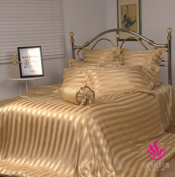 Orifashion Silk Bedding 4PCS Set Jacquard Stripes King Size BSS0 - Click Image to Close