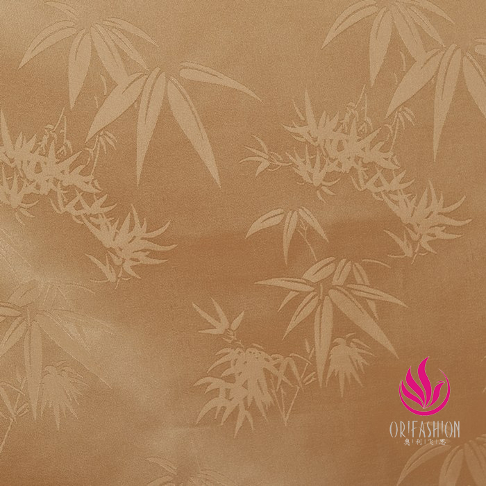 Orifashion Silk Bedding 4PCS Set Jacquard Bamboo Leaves King Siz