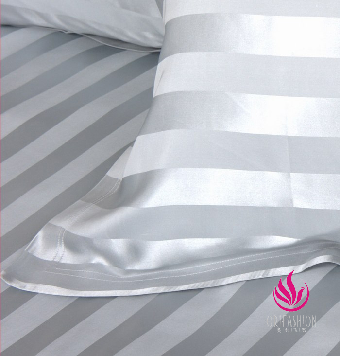 Orifashion Silk Bedding 6PCS Set Jacquard Stripes Queen Size BSS