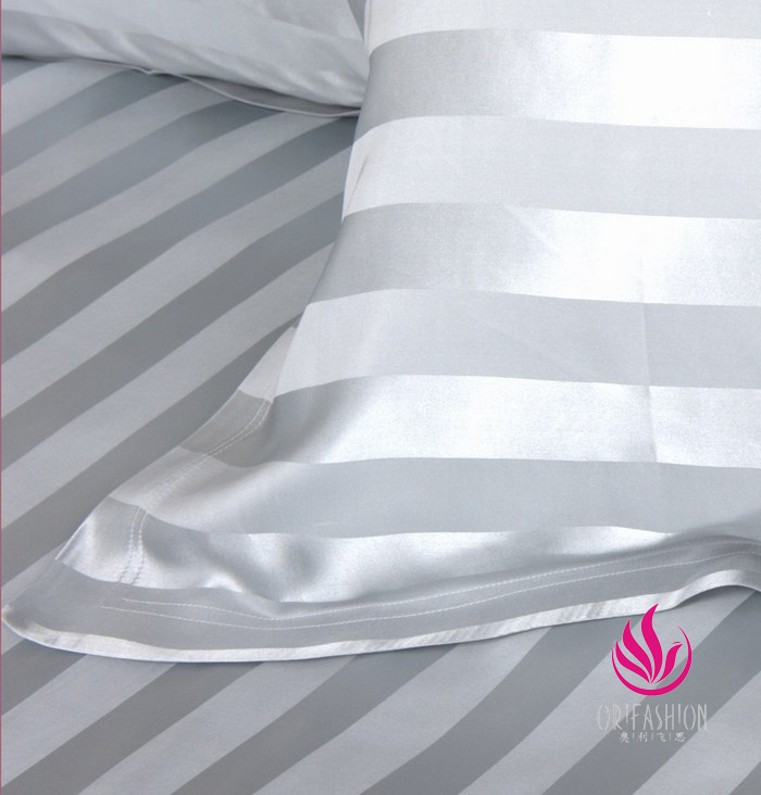 Orifashion Silk Bedding 4PCS Set Jacquard Stripes Queen Size BSS - Click Image to Close