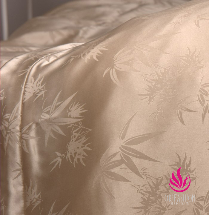 Orifashion Silk Bedding 8PCS Set Jacquard Bamboo Leaves Queen Si