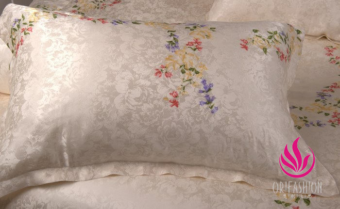 Orifashion Silk Bedding 6PCS Set Printed Floral Pattern King Siz - Click Image to Close