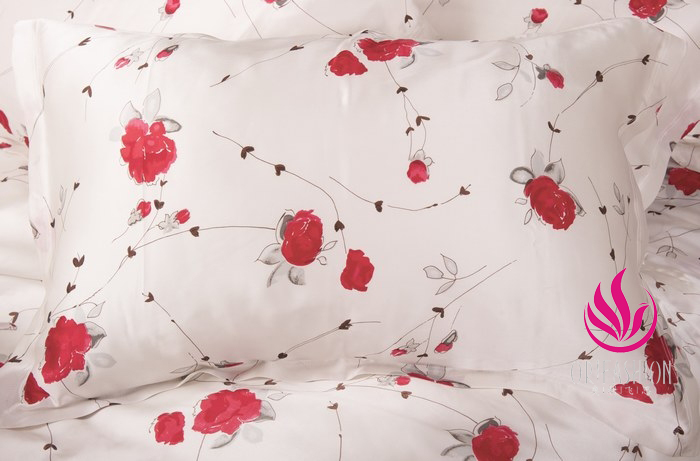 Orifashion Silk Bedding 4PCS Set Printed Floral Patterns King Si - Click Image to Close