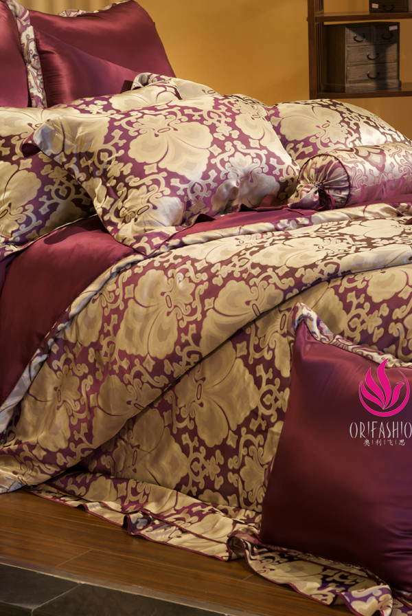 Seamless Orifashion Silk Bedding 4PCS Set Printed Pattern Queen