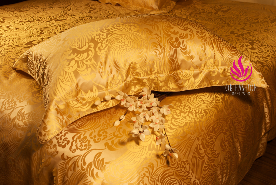 Seamless Jacquard Orifashion Silk Bedding 4PCS Set Queen Size BS - Click Image to Close