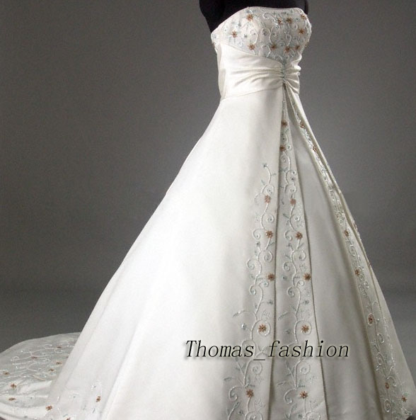 Embroidered Strapless A-Line Bridal Gown / Wedidng Dress EG01 - Click Image to Close