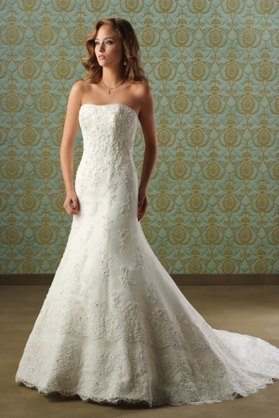 Embroidered Strapless A-Line Bridal Gown / Wedding Dress EG58 - Click Image to Close