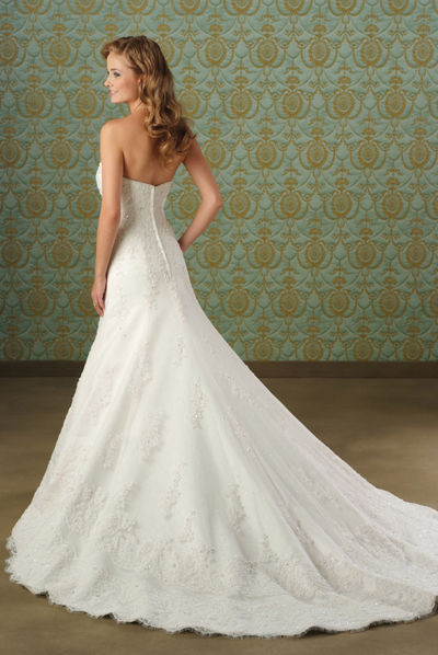 Embroidered Strapless A-Line Bridal Gown / Wedding Dress EG58 - Click Image to Close