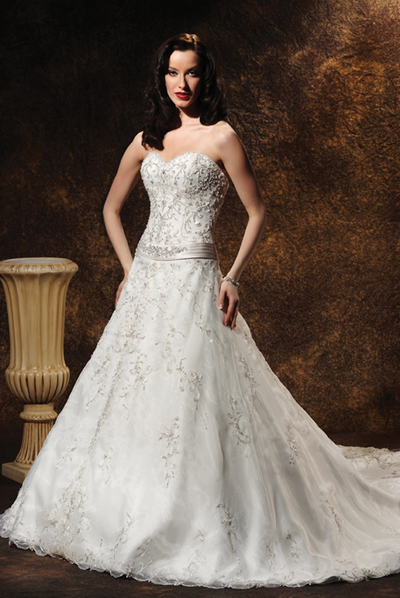 Embroidered Strapless A-Line Bridal Gown / Wedding Dress EG67 - Click Image to Close