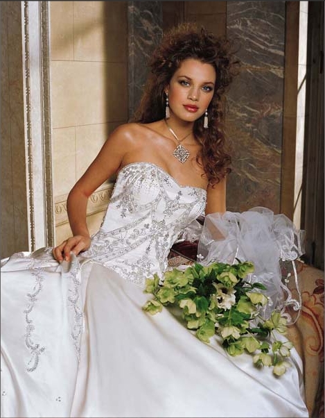 Embroidered Strapless A-Line Bridal Gown / Wedding Dress EG30 - Click Image to Close