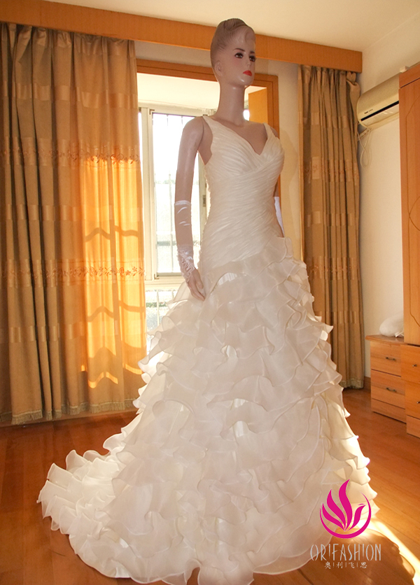 Orifashion HandmadeReal Custom Made Silk Organza Wedding Dress R