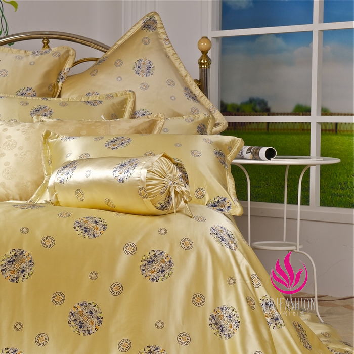 Orifashion Silk Bed Sheet Printed with Traditional Circles King - Click Image to Close