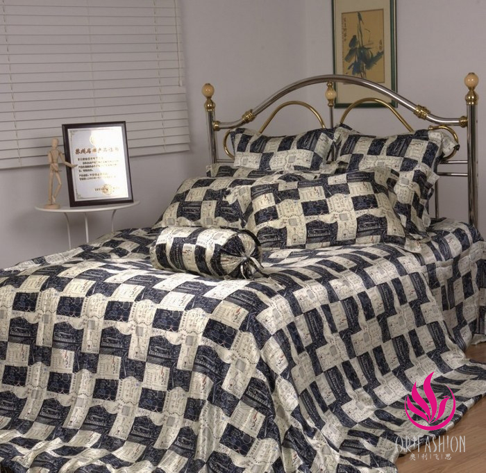 Silk Charmeuse Duvet Cover Printed with Sketchy Lines SDV012 - Click Image to Close
