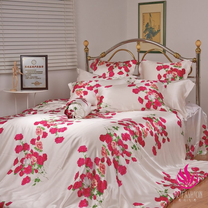 Silk Charmeuse Duvet Cover Printed Floral Patterns SDV024 - Click Image to Close