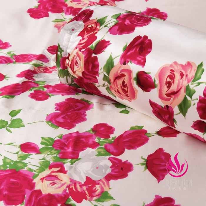 Silk Charmeuse Duvet Cover Printed Floral Patterns SDV024 - Click Image to Close