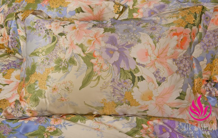 Silk Charmeuse Duvet Cover Printed Floral Patterns SDV035 - Click Image to Close