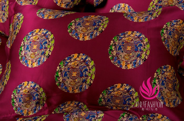 Orifashion Silk Pillow Sham Printed with Auspicious Totem (set o - Click Image to Close
