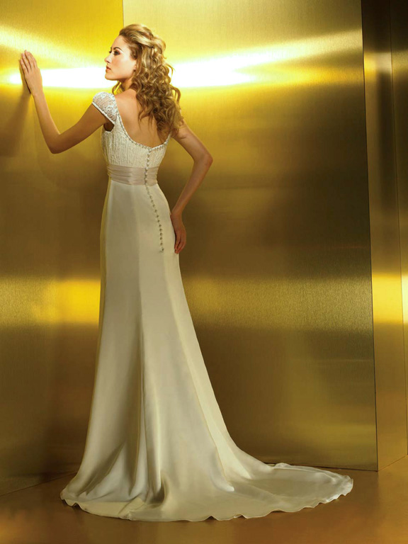 Orifashion HandmadeModest Wedding Dress with Cap sleeves AL168 - Click Image to Close