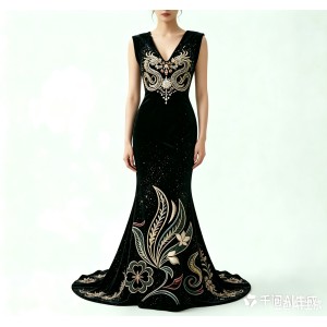 Two Dragons Playing with a Pearl Gown
