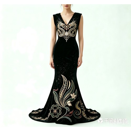 Two Dragons Playing with a Pearl Gown